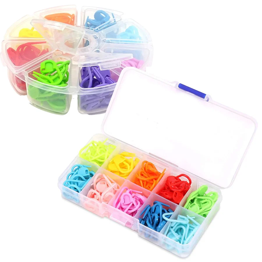 100 teile/schachtel 2 cm Kunststoff Stricken Häkeln Bunte Locking Stitch Latch Haken Marker Pins Clips Haushalt DIY Handwerk Nähen JXB