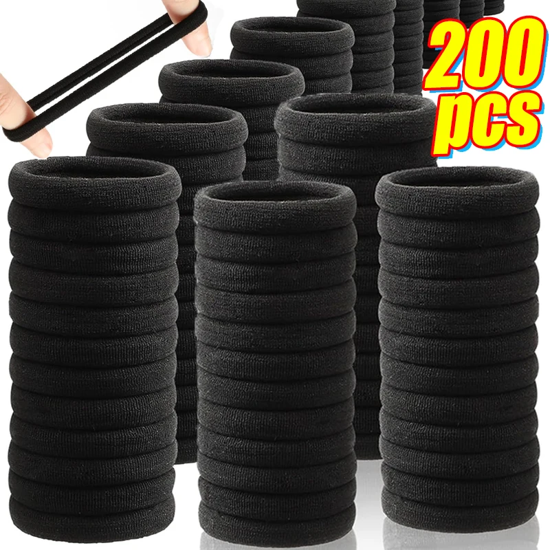 50/200pcs Thicken Colorful Basic Nylon Hair Ties for Girls Ponytail Hold Scrunchie Rubber Band Kid Fashion Baby Hair Accessories