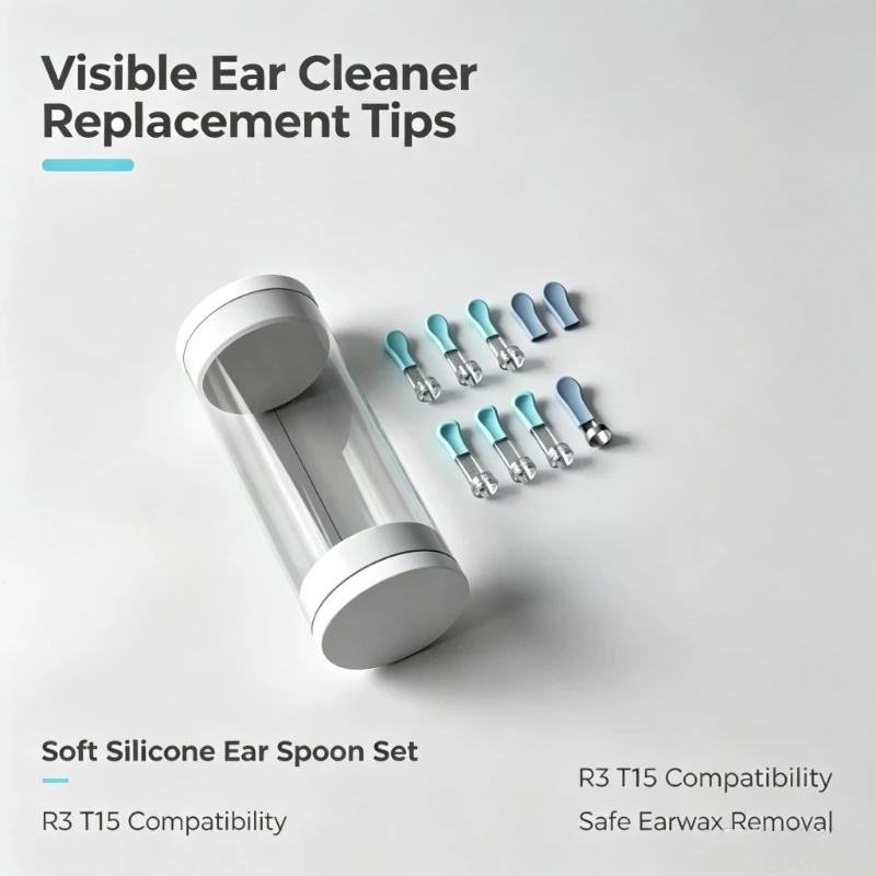 Visible Ear Cleaner Replacement Tips Soft Silicone Ear Spoon Tip Set Compatible with R3 T15 Cleaning Device Earpick Accessories