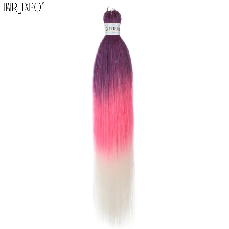 26Inch Easy Braids Hair Synthetic Colourful Pre Stretched Braiding Hair Extensions Jumbo Braids Ombre Yaki Long Straight Hair - Image 71