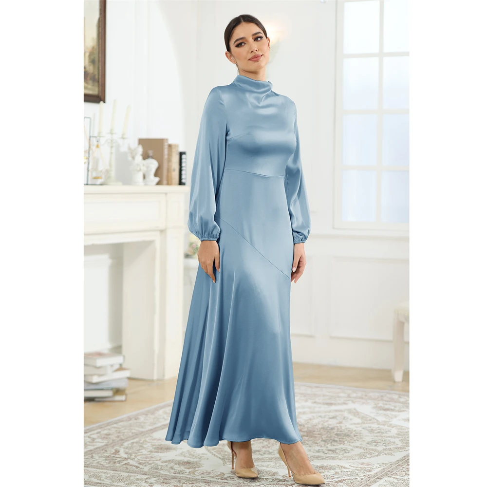 Satin Abaya einfarbig bescheidene Mode Eid Ramadan islamische Kleidung grundlegende muslimische Frauen Kleid einfache Kaftan Dubai Truthahn Kleider