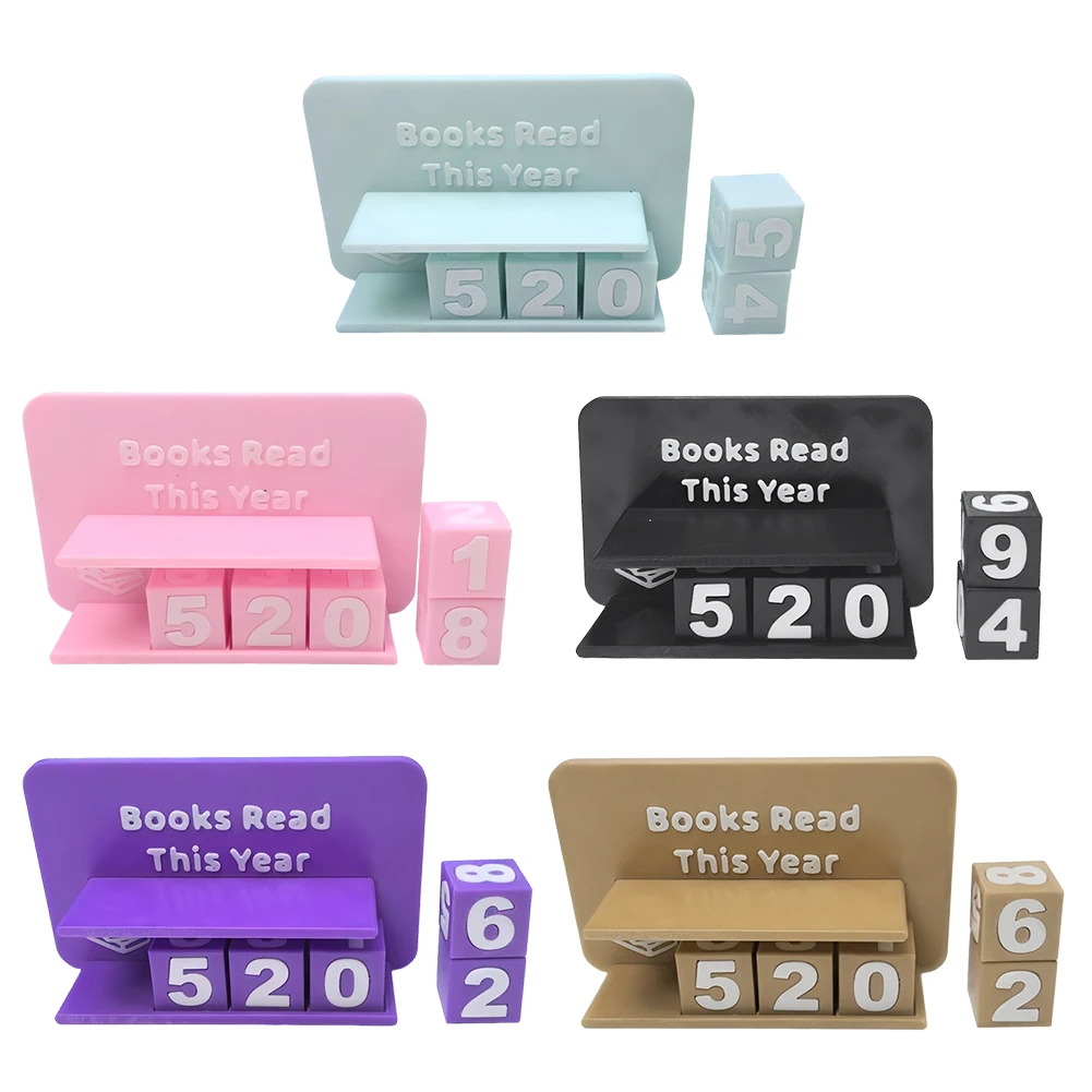 كتب اقرأ هذا العام عد الحلي ثلاثية الأبعاد مطبوعة كتاب صغير عداد ارتداء مقاومة مكتبة ديكور حلية تسجيل ما يصل إلى 999 كتب #1