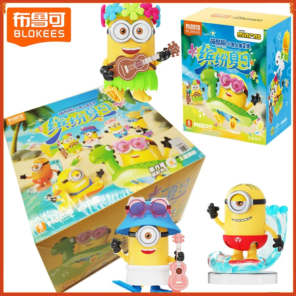 

New Official Blokees Minions Colorful Summer Series Blind Box Exquisite Simulation Anime Characters Model Delighted Holiday Gift