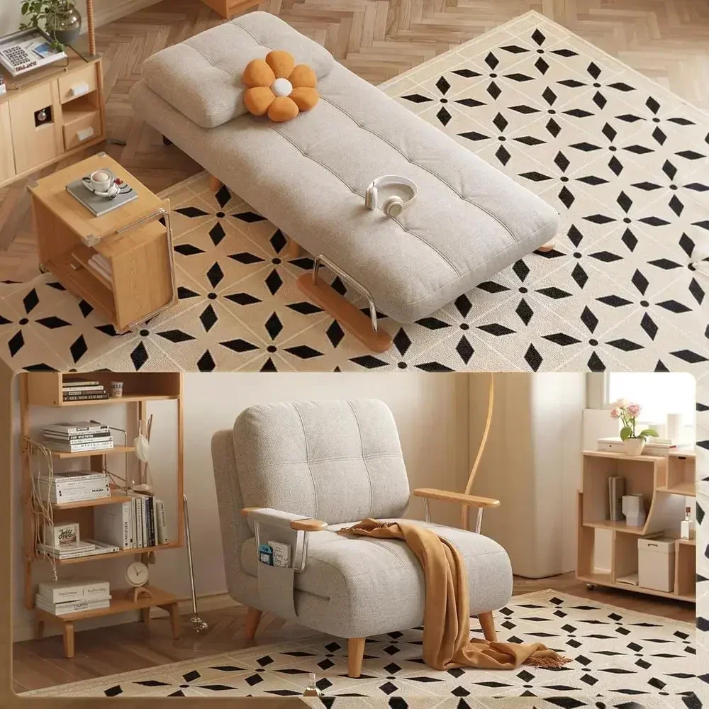 Multi-Functional Convertible Sofa Bed with Storage and Adjustable Backrest for Small Spaces