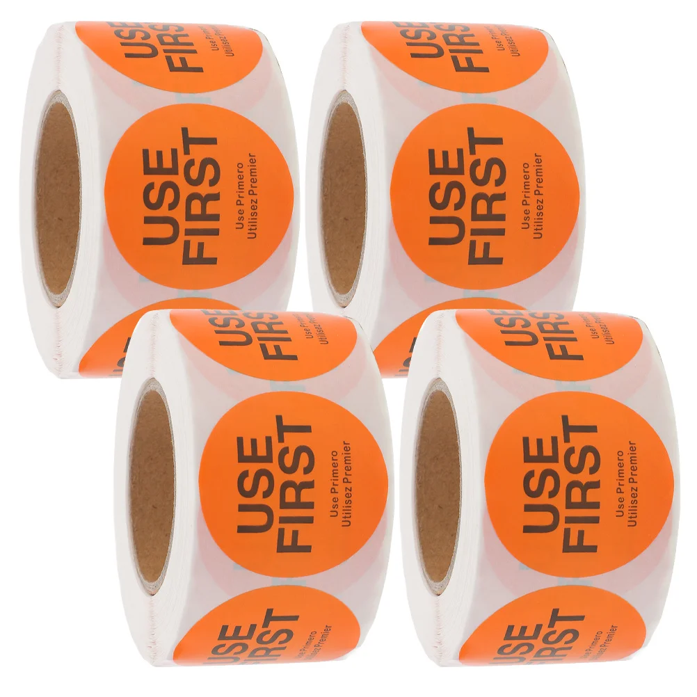 4 لفات تستخدم الملصقات الأولى لملصقات خدمة الطعام وعلامات التحكم في المخزون لتخزين الثلاجة، سهلة الاستخدام في المنزل البديل #4