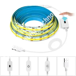 DC 5V COB LED Strip Light USB 300LEDs/m with Touch Dimmer/PIR Motion Sensor High Density Tape Adhesive Warm/Cold /Neutral White