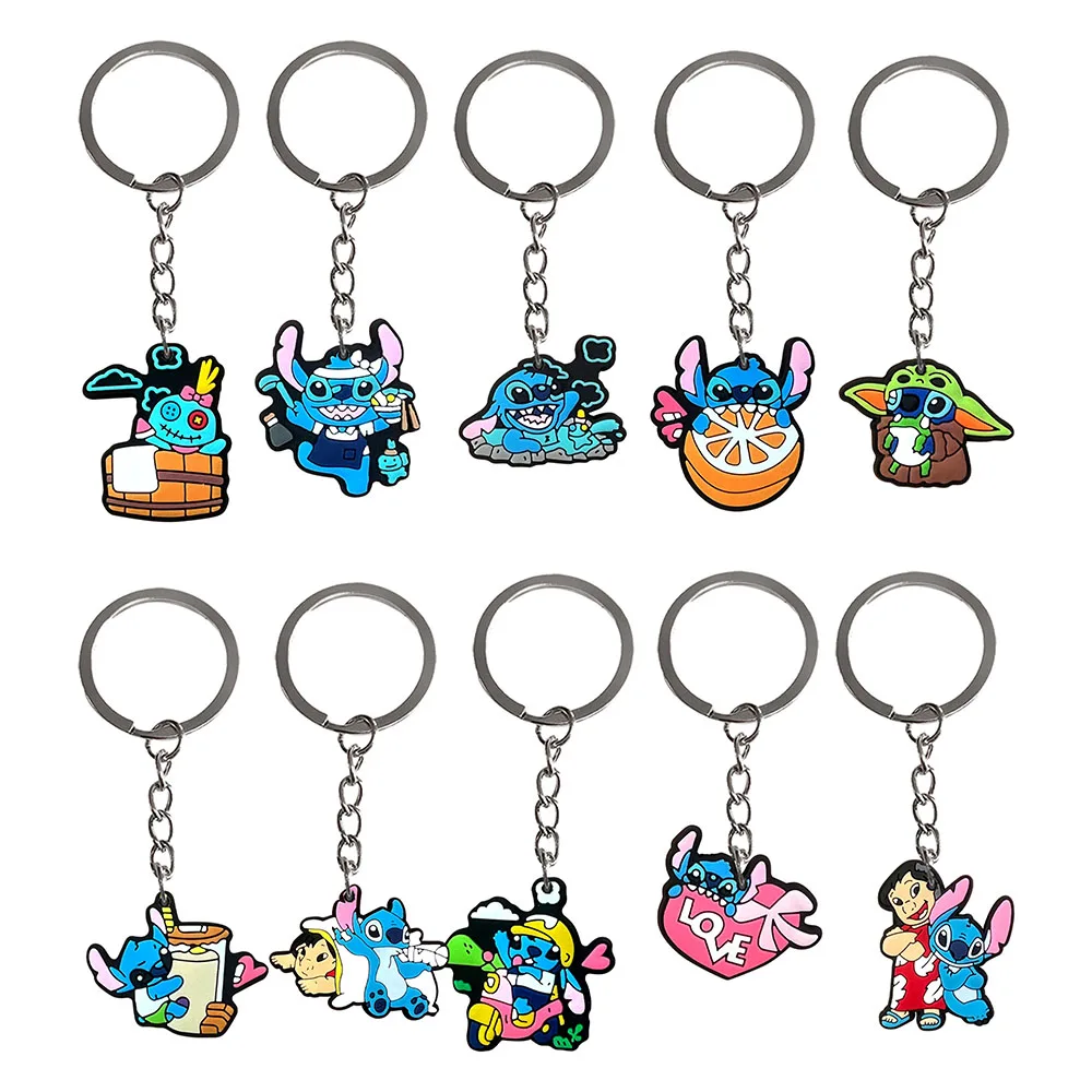 카툰 스티치 파티 선물 생일 파티 선물 실리콘 팔찌 스티커 키체인 크리스마스 양말 속 채우기 교실 보상품