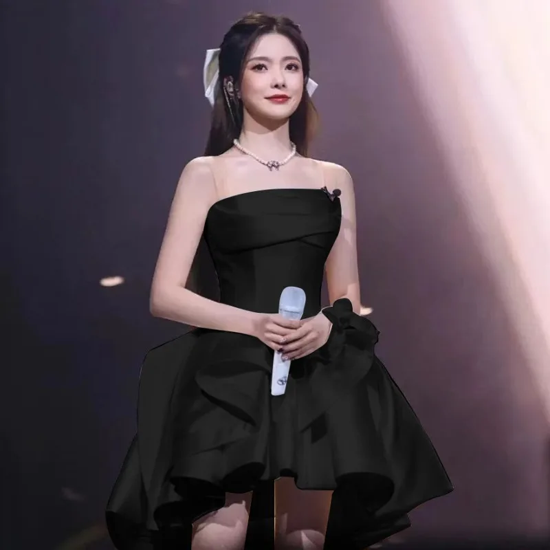 GIYSILE Customized White Light Wedding Dress Evening Gift New Fashion Sexy High-grade One-shoulder Tube Top Satin Princess Dress