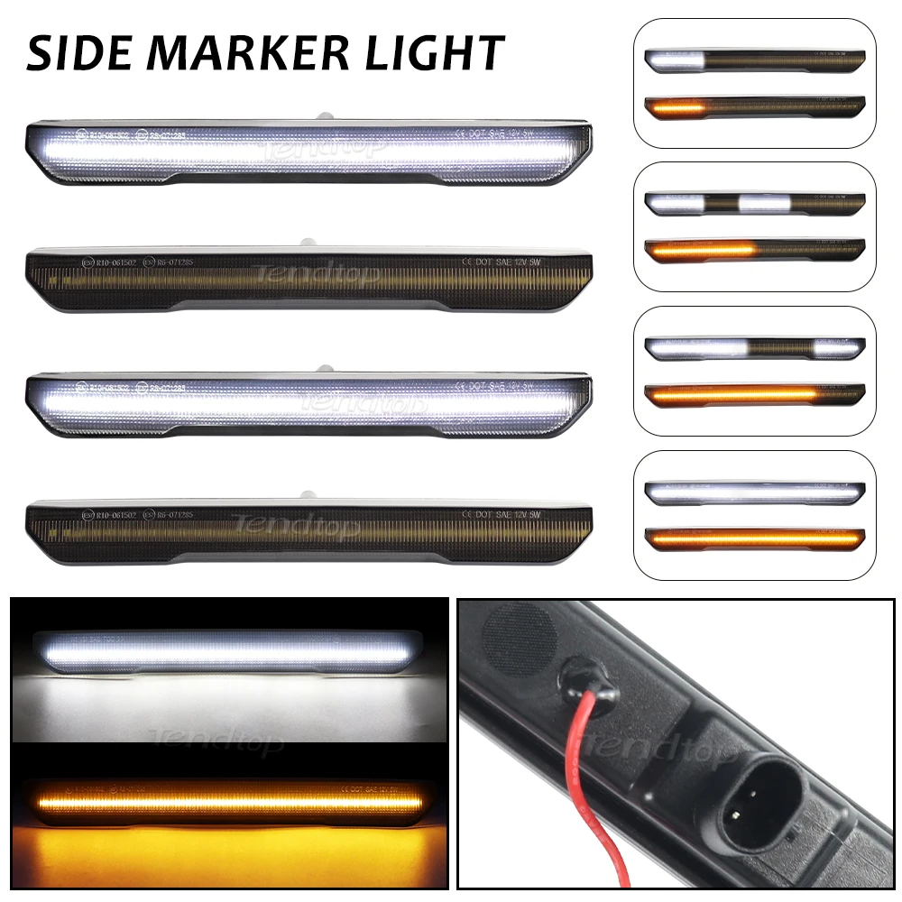 

Dynamic Amber White Lights LED Side Marker Lights Front Rear Fender Side Marker Lamp for 2020-2024 GMC Sierra 2500HD & 3500HD