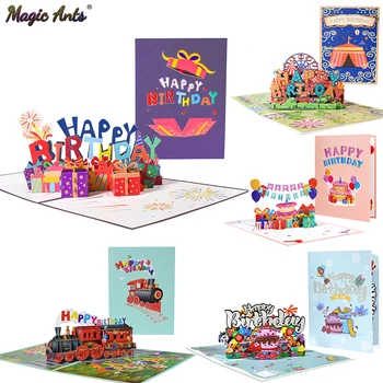 Alles Gute zum Geburtstagskarte für Mädchen, Kinder, Ehefrau, Ehemann, 3D-Geburtstagskuchen, Pop-Up-Grußkarten, Postkarten, Geschenke mit Umschlag