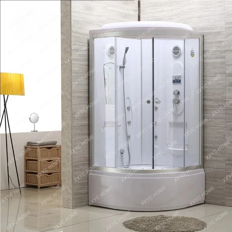 JJLuxury Steam Shower Room, White Overall Bathroom Bath Room With Bathtub Tempered Glass Stylish