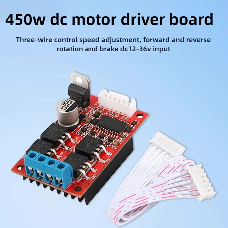 

Плата драйвера двигателя постоянного тока высокой мощности, H-мост, ШИМ, регулятор скорости двигателя постоянного тока, 450 Вт, реверсивный тормоз постоянного тока 12 В/24 В/36 В