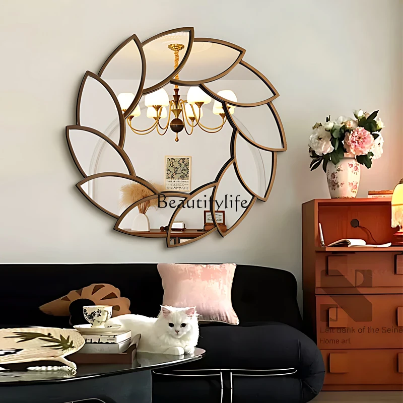 French vintage sideboard, sun decoration mirror, American toilet, bathroom mirror, light luxury