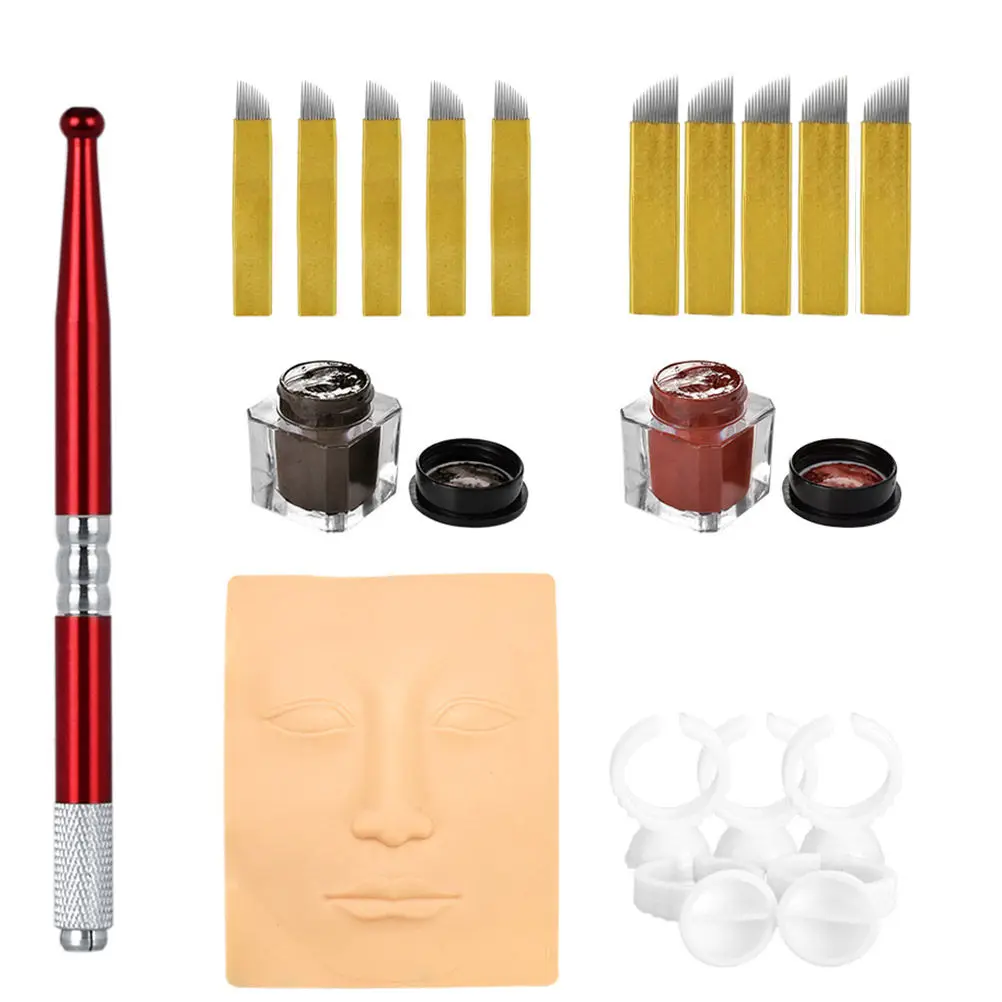 

Набор для тренировки по микроблейдингу бровей: профессиональные ручные иглы для тату, стабильный полупрофессиональный тренировочный комплект, быстрое освоение