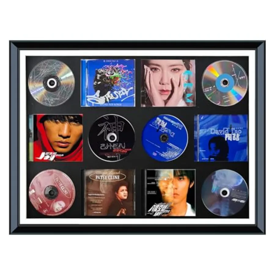 

CD CaseCD/DVD Storage Rack Stand Wood CD Display case/Frame with high-definition tempered glass panel can accommodate6 standard