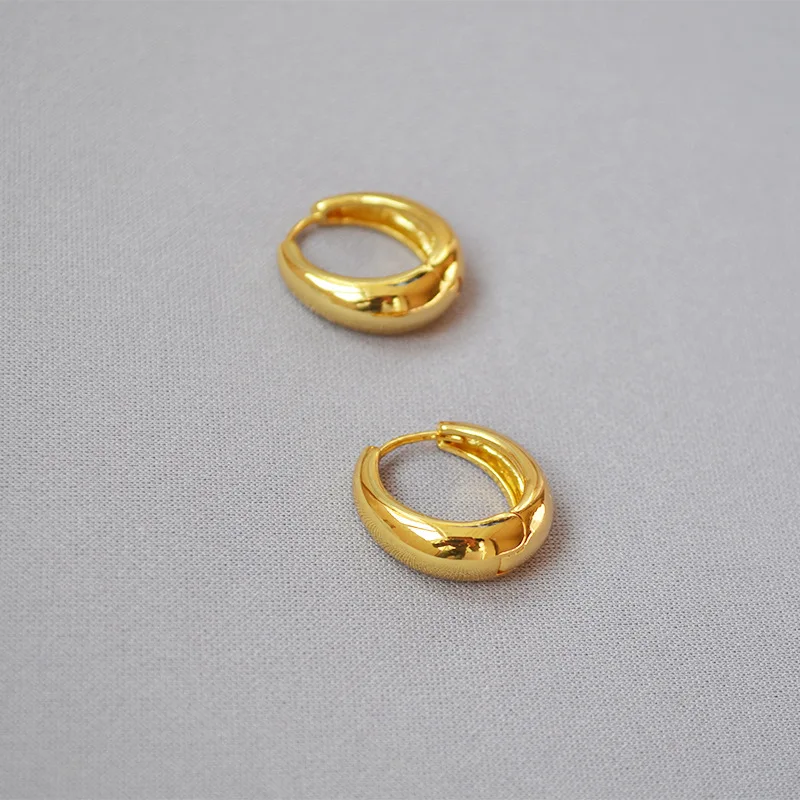 Gold Color Hoop Earrings For Women 14/15/17mm U Shape Earring Cuff Pendientes Retro Jewelry Accessories Party Gifts Wholesale