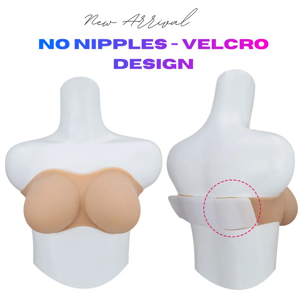 

Silicone Breast Forms for Crossdressers No Nipple Design with Adjustable Back Strap Realistic Chest Enhancer for Drag Queens