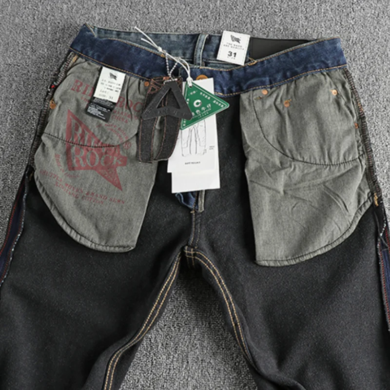 Herbst und Winter Vintage schwer gewaschene alte weiße Beflockung dicke Jeans Herren Slim-Fit kleine gerade trend ige Hose