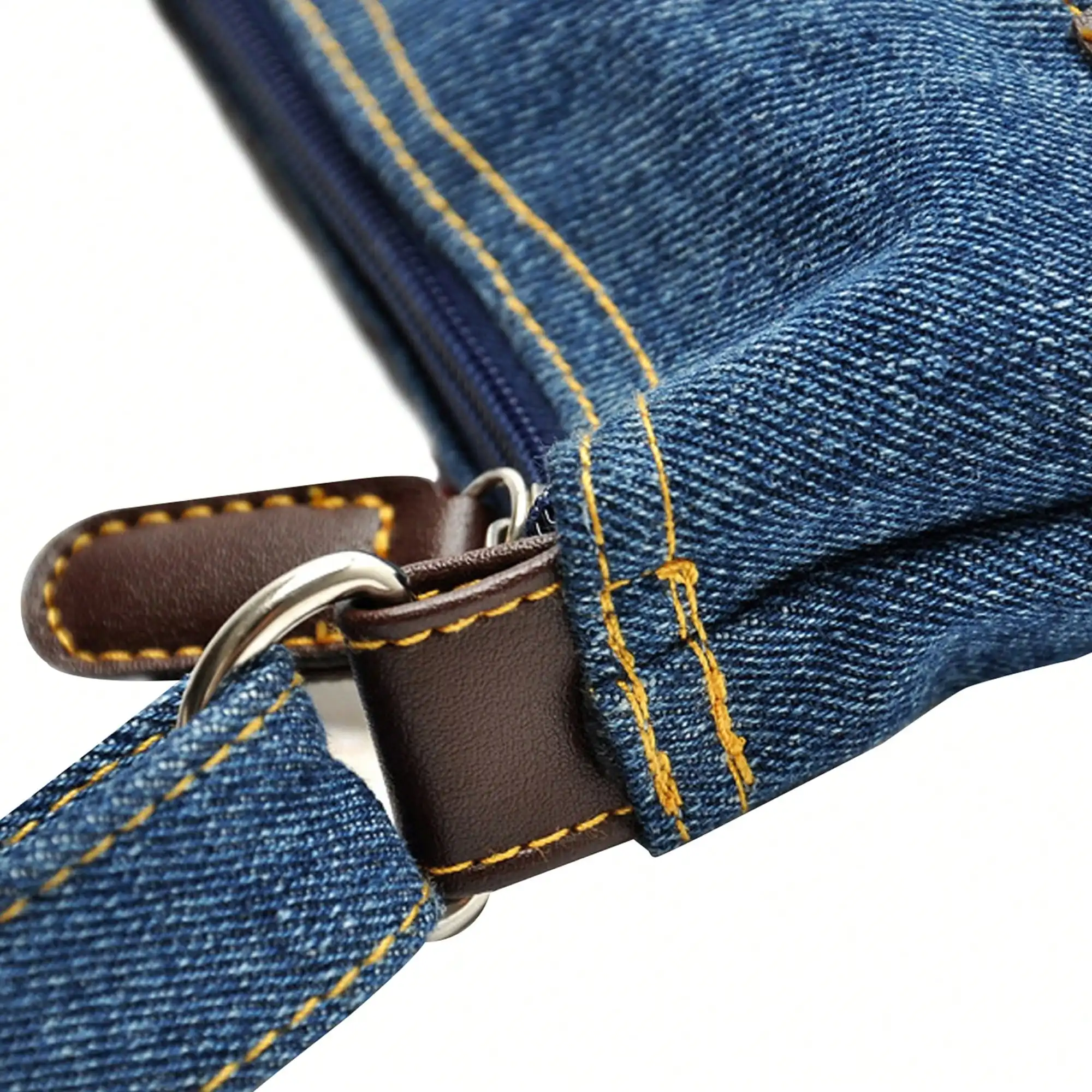 Moda feminina denim crossbody saco multi bolsos saco do mensageiro com alças ajustáveis bolsa de ombro saco vintage 22cm * 21cm * 4.1cm