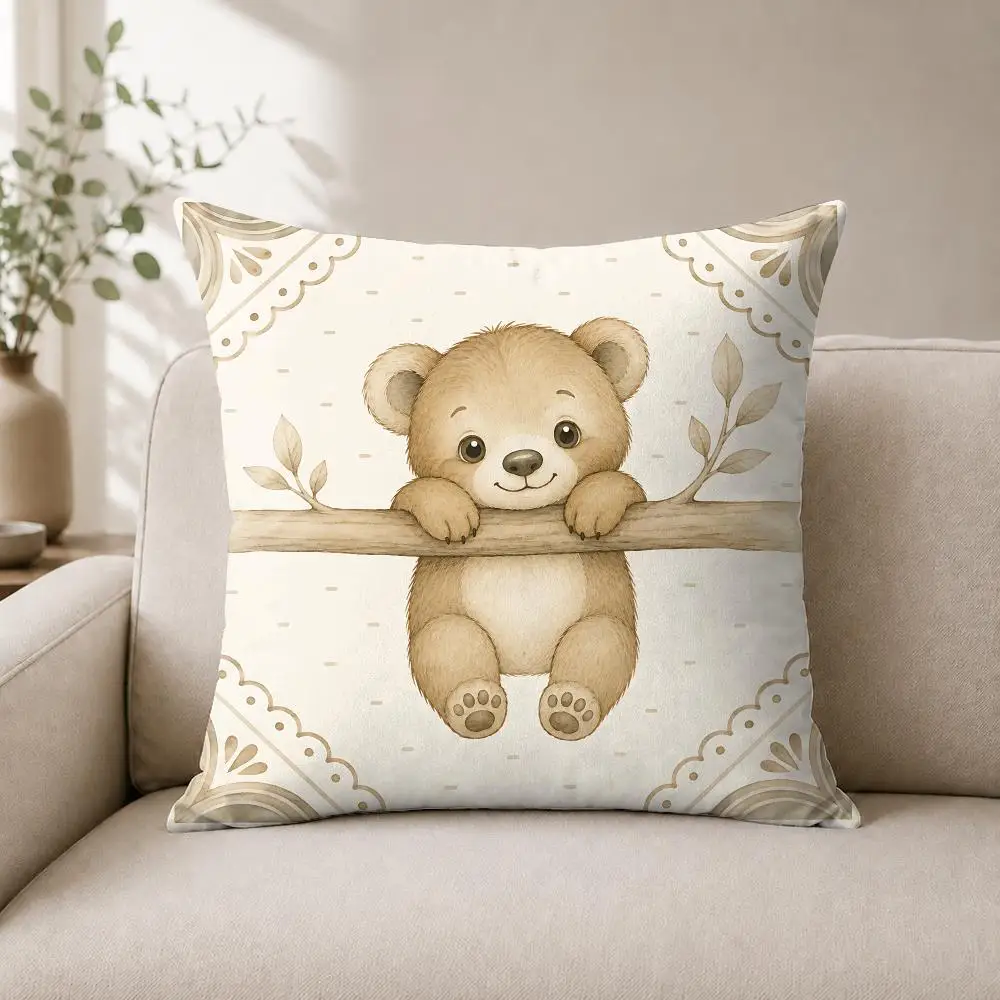 Animal Elephant Giraffe Nursery Cushion Cover Luxury Soft Plush Short Fur Cushion Case Warm Cozy Sofa Bed Decorative Home