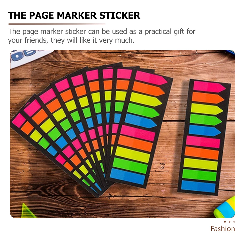 8 set 8 Sets Sticky Tabs Page Markers Premium PET Smooth Writing Colorful Bookmarks Self Adhesive Repositioning Reading Notes