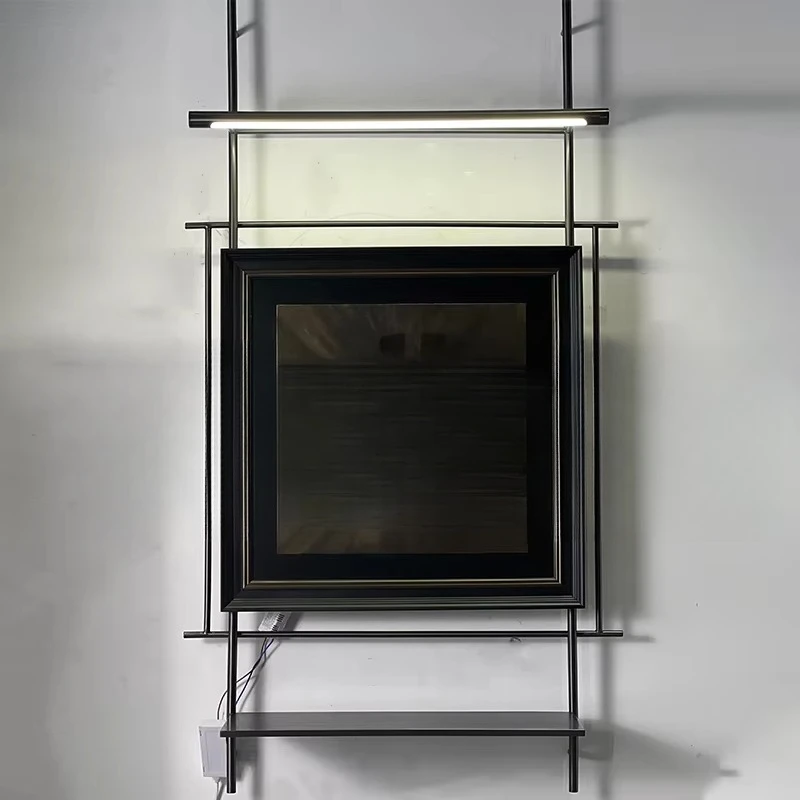 

Square Light Emitting Diode Wall Light Painting Art Exhibition Light Wall Black Stainless Steel Photo Frame