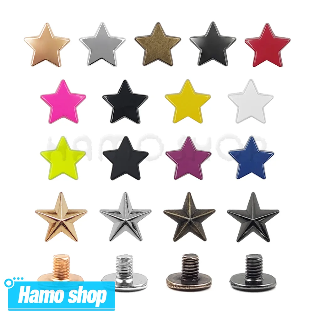 5-10 sztuk metalowe gwiazdy nity szpilki ze śrubą Punk Screwback odzież odzież buty kapelusz skórzany pasek DIY Decor ubrania akcesoria