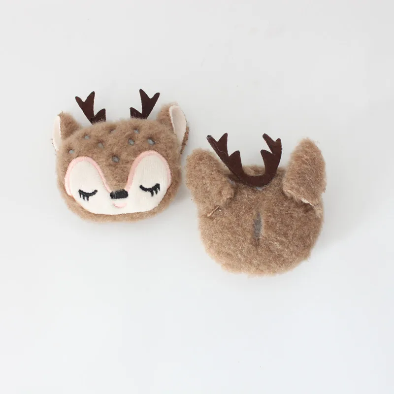 5pcs/lot   Cartoon deer  dolls diy   hair clip accessories, plush fabric appliques for shoes clothing accessories