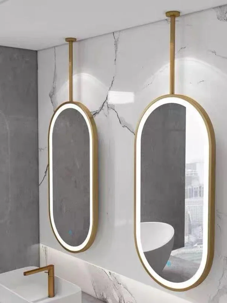 luxury lifting bathroom ceiling suspender oval double-sided hanging mirror