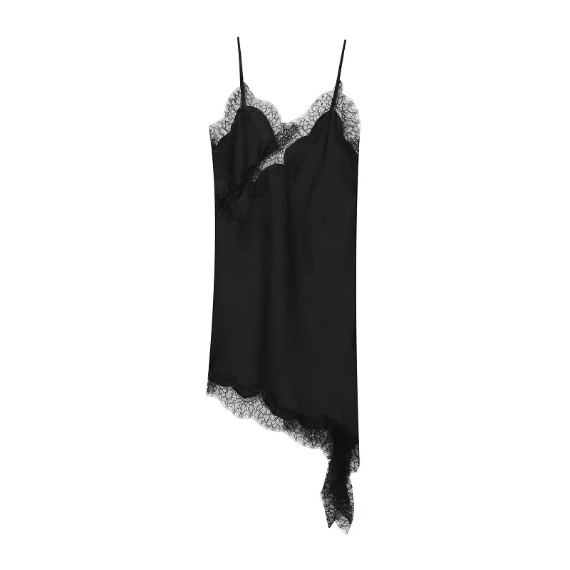MUJER Kanten Slip Mini-jurk Dames Satijn Backless Zomerjurk Vrouw Asymmetrische Party Damesjurk Sexy Strandjurken voor dames