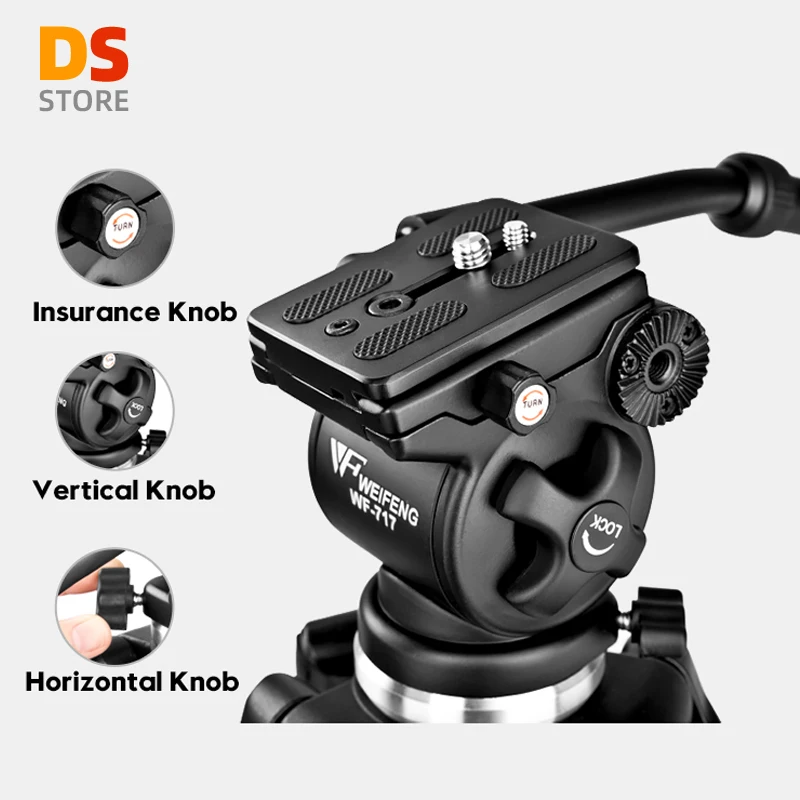 Hot Koop Aluminium Flexibele Weifeng Wf 717 1.8M Camera Statief Met Vloeistofkop