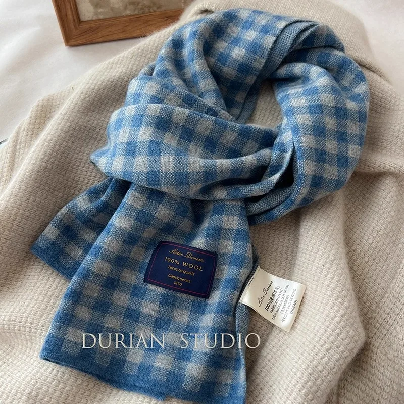

2025 winter new selection 100% wool plaid scarf women's fashion versatile neck protection warm couple scarf