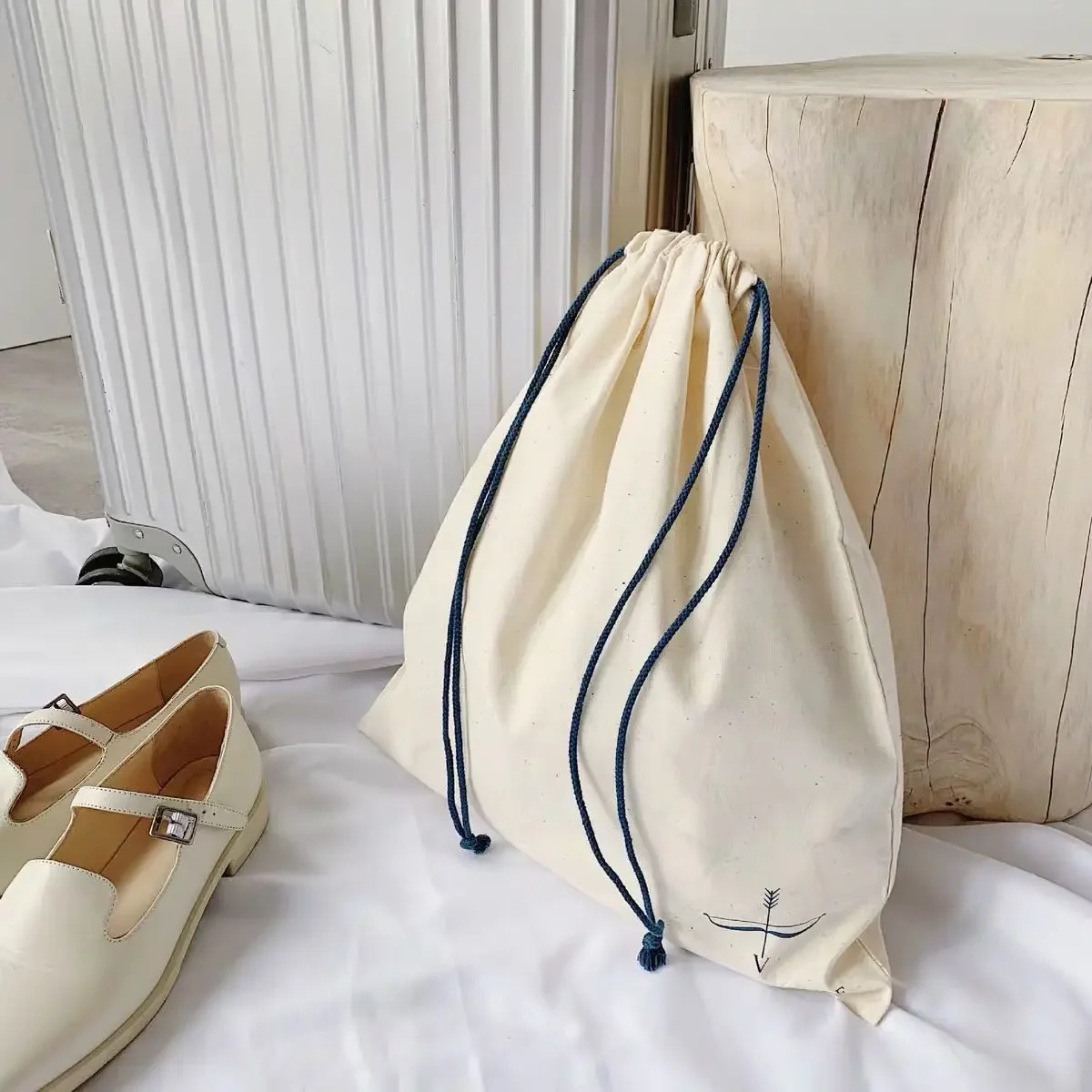 

Custom Cotton Gift Pouch Cloth Drawstring Bag Packaging Jewelry Makeup Party Gift Storage Shoe Wrapping Sack Print Logo 20pcs