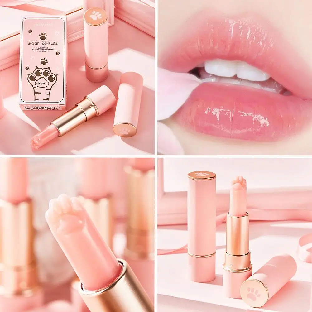 Pink Cat Paw Discoloration Lipstick Lip Balm Lip Color Lipstick Beauty Cosmetic Cute Lasting Female Moisturizing Nature Mak R6O8