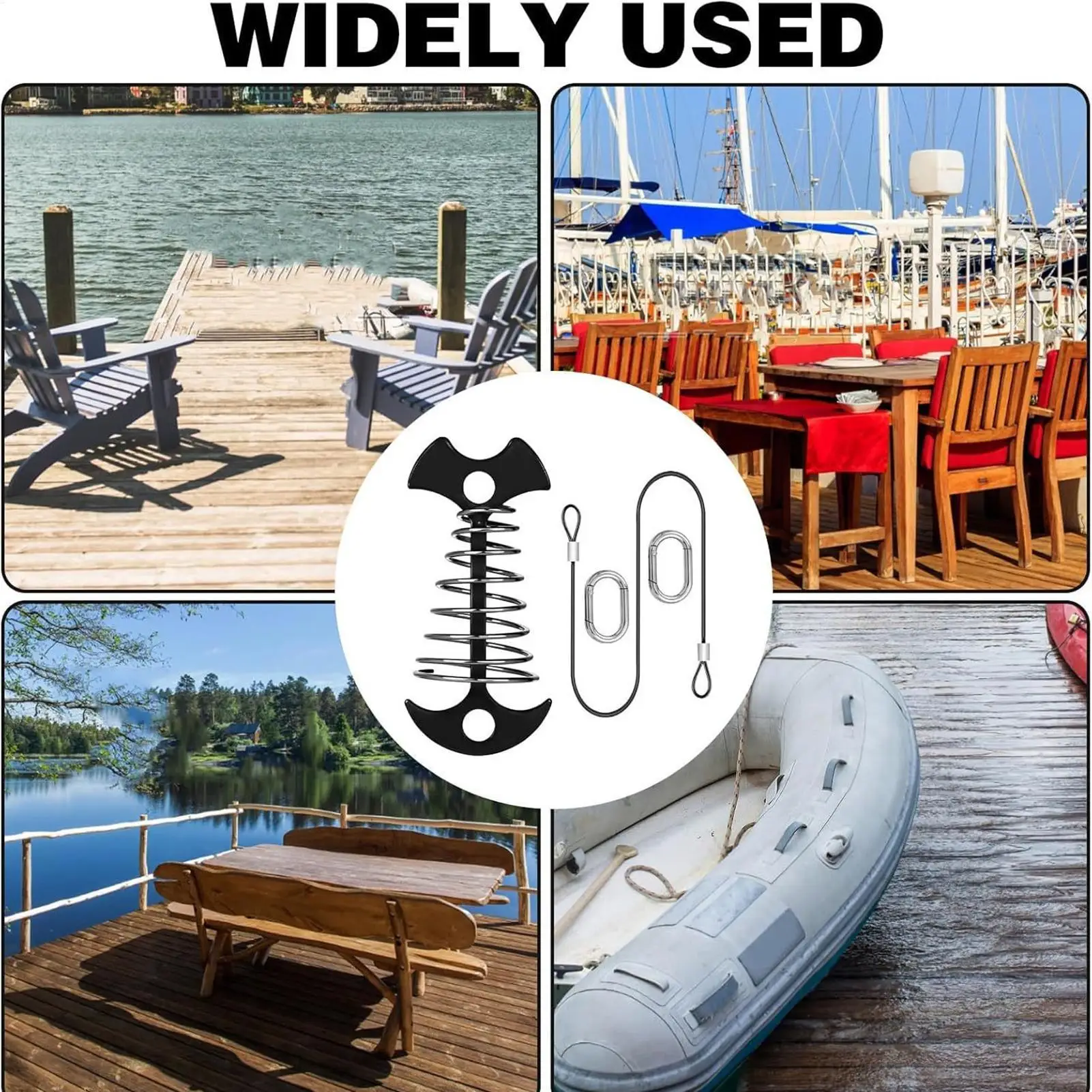 

Deck Furniture Pegs Outdoor Furniture Tie Down Fishbone Stakes 2 Pieces Rust-Resistant Stakes With 4 Carabiners 2 Ropes For BBQ