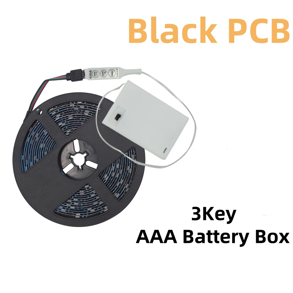 Dc 5v 5050 rgb tira de luz led bateria alimentada ip21/ip65 fita estável tiras led interior ao ar