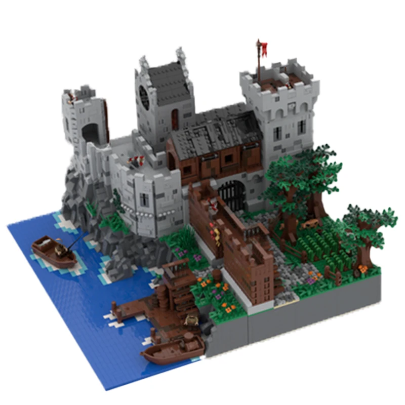 Street View Architecture Series Moc Medieval Castle MOC-49726 Building Block DIY Model High Difficulty Education Brick Toys Gift