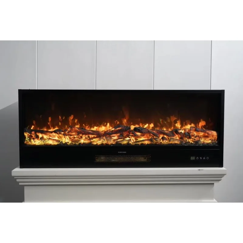 60 Inch Electric Fireplace Heater Recessed Built-in Linear Modern Ventless TV Stand Timer 5 Flame Speed Control for Living Room