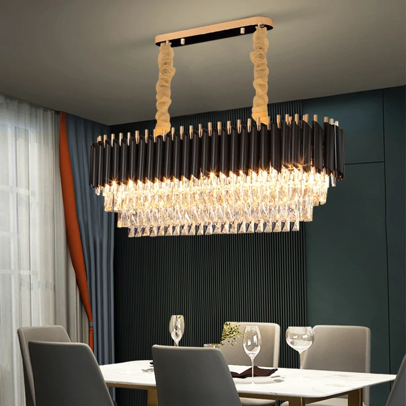 Plafonnier LED suspendu en cristal au design nar, design moderne, éclairage d'intérieur, luminaire décoratif de plafond, idéal pour un salon, une salle à manger ou une cuisine