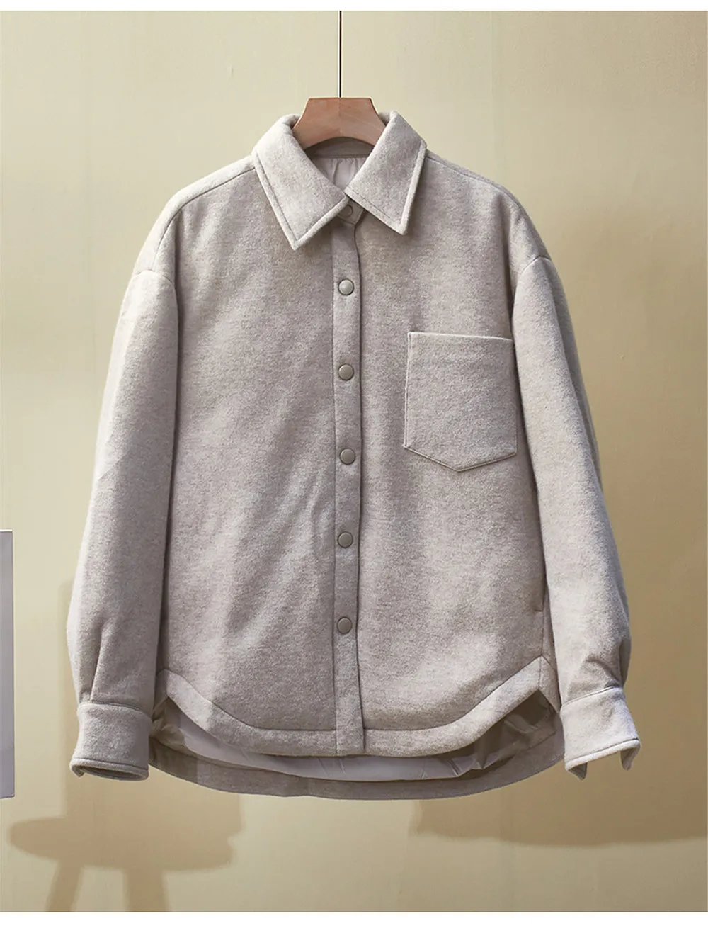 25冬新作 ラペルダウンジャケット シャツ風 ルーズカジュアル グースダウン カシミヤ混 多用途 レディース 厚手ダウンジャケット