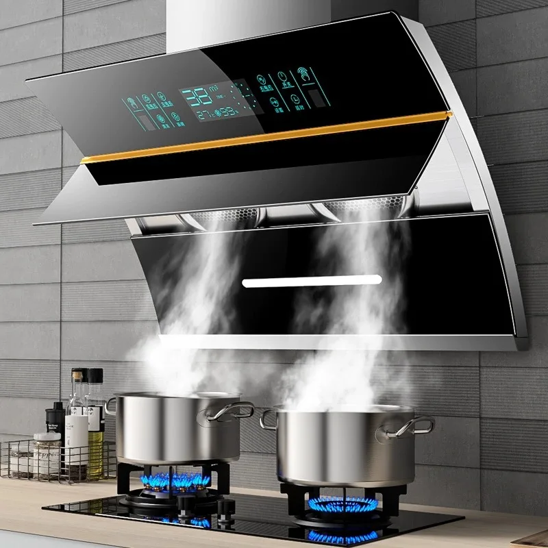 شفاط المطبخ الزجاجي الجانبي جدار المطبخ المنزلي مع قوة شفط عالية تصميم جديد السعر المنخفض 75/90 سنتيمتر طباخ هود النازع المطبخ
