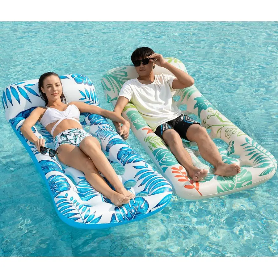 

Inflatable Pool Float Lounge 2 Pack Floaties Rafts for Adults Floating Lounger Sun Tanning Floats Cool Water Floaty Swimming La