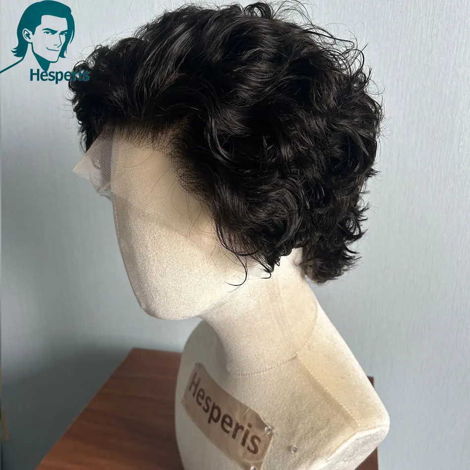 Short Curly Men Wigs Pre Plucked Brazilian Rem PixieCu 13x6 Lace Front Human Hair Wigs For Male Natural Color