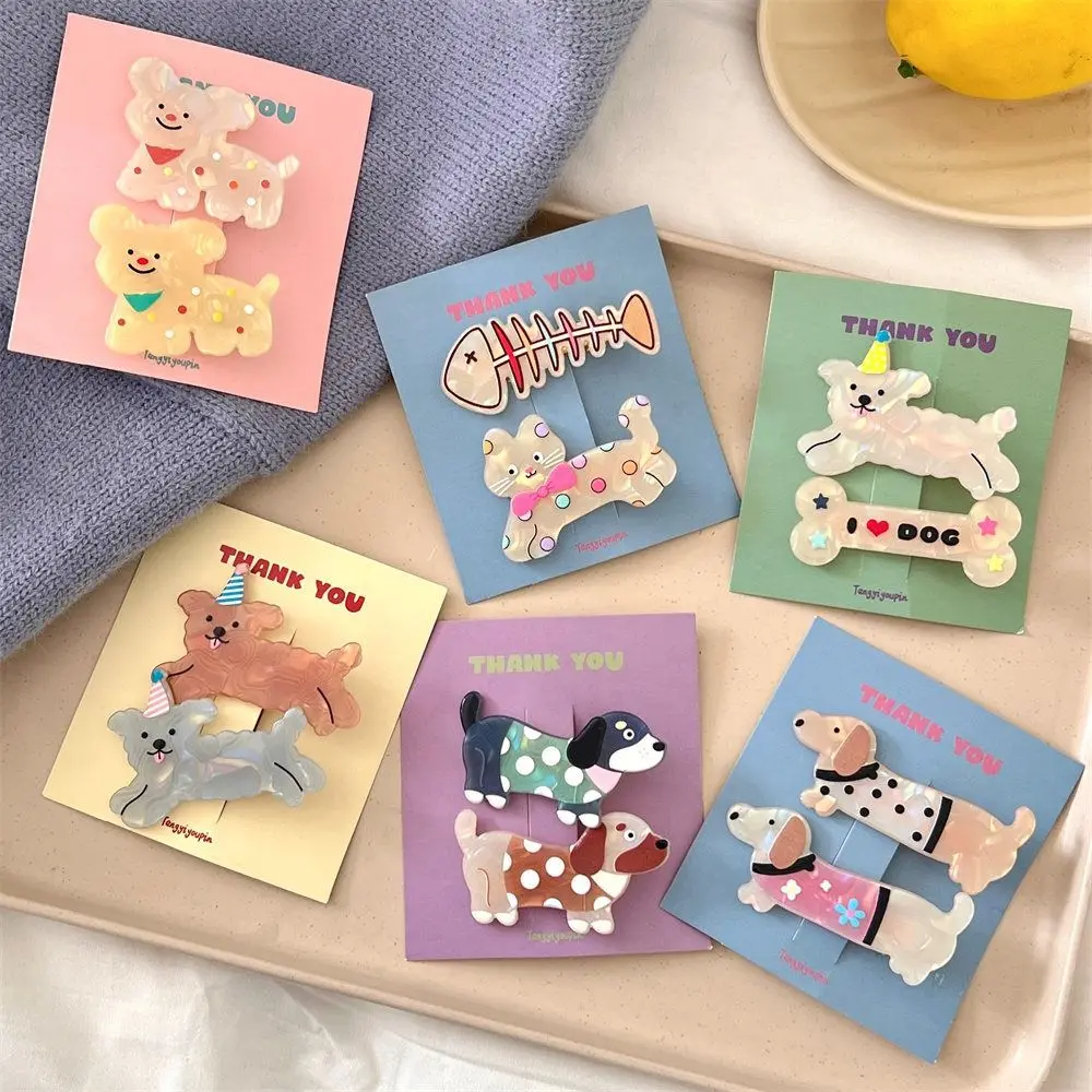 

1 pair Funny Animal Cartoon Mini Hair Clip Acrylic Korean Style Dog Hairpin Hair Accessories Hair Barrettes Hair Clip Set Ladies
