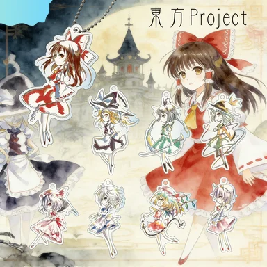 

Anime Gift Store Store Touhou Project Anime Acrylic Keychain Cartoon Characters Backpack Charm Pendant Birthday Gifts 6cm