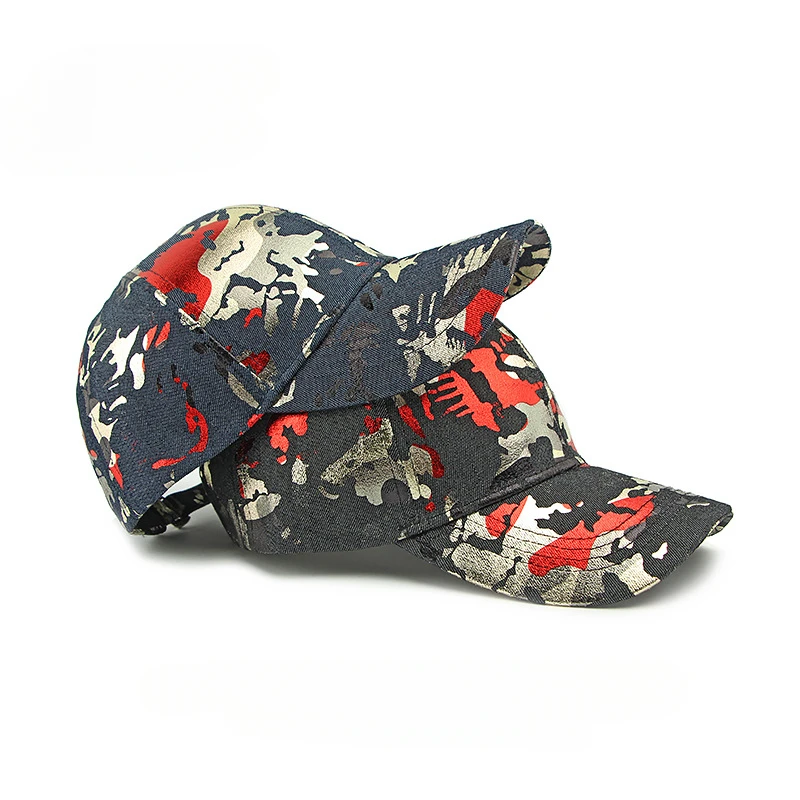 

Personalized Heat Transfer Camouflage Denim Baseball Cap Hard Top Men's Outdoor Sun Protection Visor Cap Female Tide