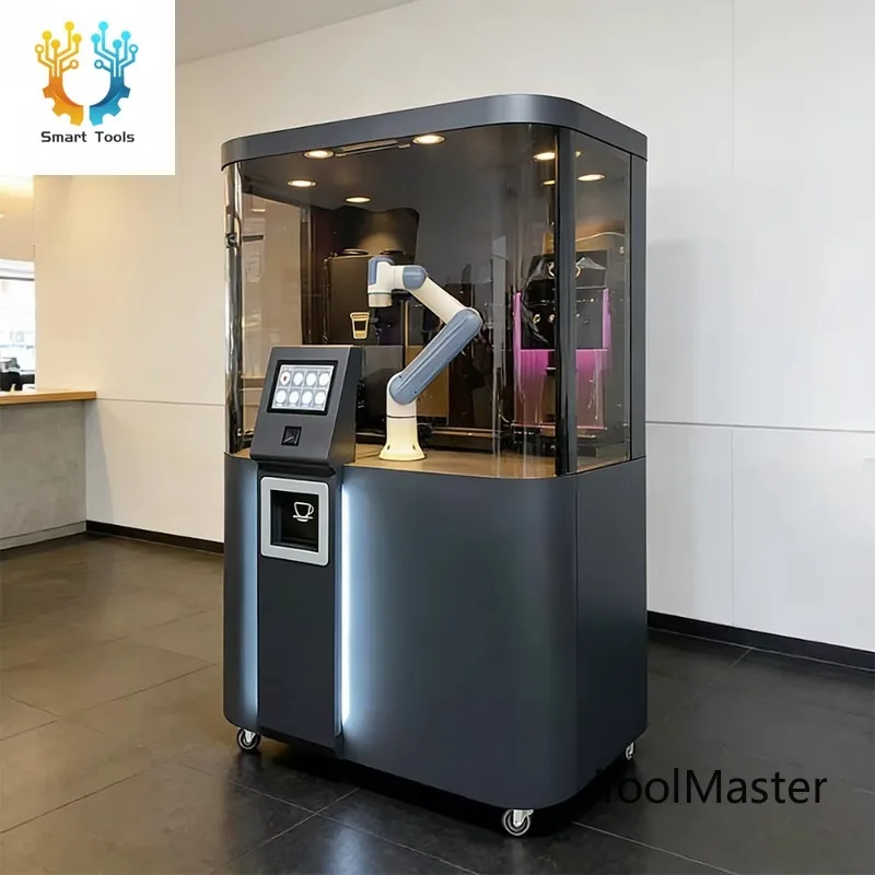 2026 6 Axis Robotic Coffee Barista Ice Coffee Maker Drink Machine Tea & Espresso Coffee 24-hour Unmanned Kiosk