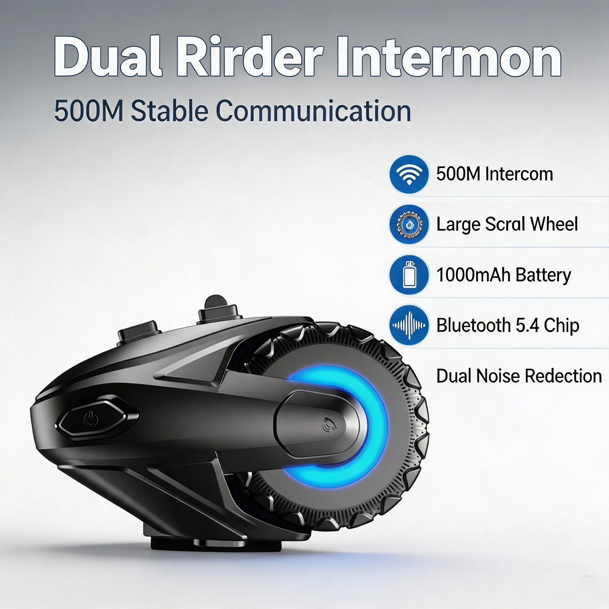 1/2pcs Motorcycle Helmet Bluetooth Intercom Headset 2 Rider Interphone 500M Waterproof Noise Reduction Wireless Interphone