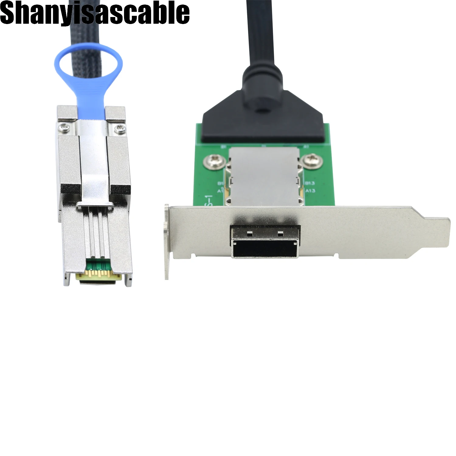 0.5M Mini SAS External SFF-8088 Male to SFF-8088 Female 26Pin Extension Cable 50cm PCBA with Low Profile Bracket
