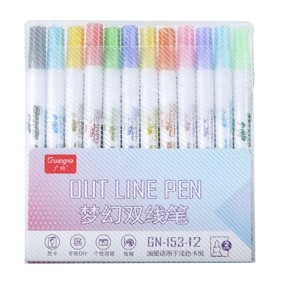 

8/12 Pcs/Set Fluorescent Pen 2mm Highlighter Marker Pens For Girls Student Journal Cute Back To School Stationery Supplies